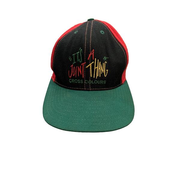 Vtg 90s Cross Colours It’s Just A Thing Hip Hop Rap Color Block Snapback Hat USA - Picture 1 of 9